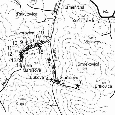 Jánská dolina - lokalizace vápenných pecí
